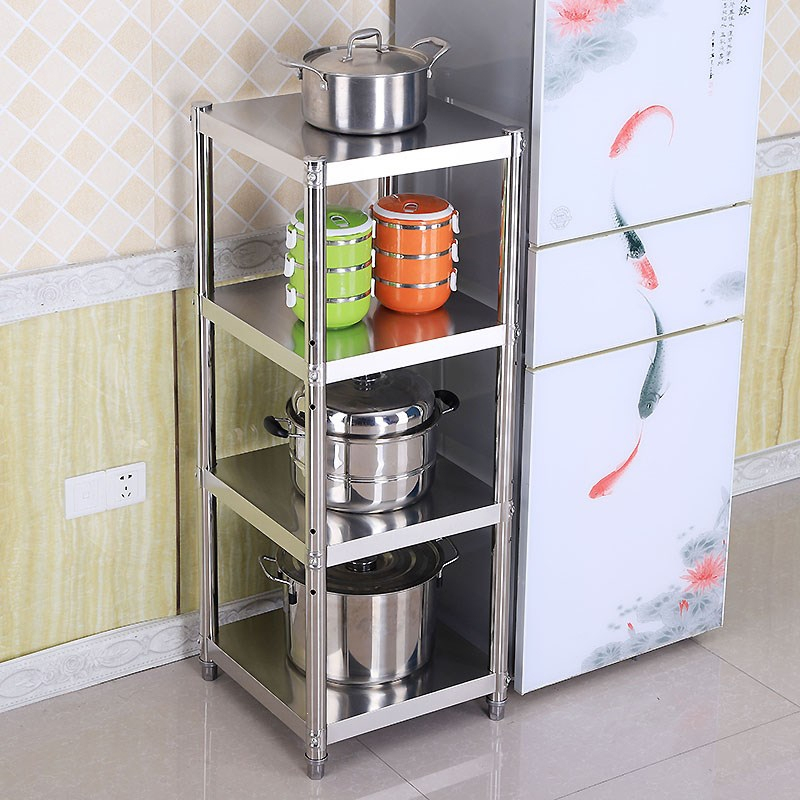 ciaa不锈钢厨房置物架35cm夹缝收纳多层架四层落地30宽冰箱缝隙储物架