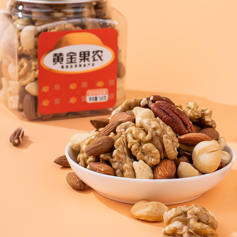 黄金果农混合纯坚果268克罐装精选坚果大礼包健康零食干果大礼包高清大图