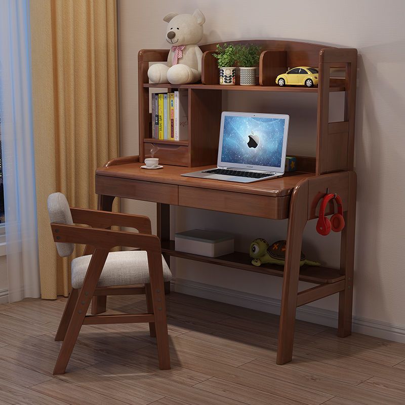 儿童可升降写字桌全实木电脑桌北欧实木书桌简约卧室小学生写字台
