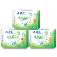 ABC 卫生巾 3包24片 夜用 茶树清爽系列 纤薄 带 护翼 棉柔 姨妈巾
