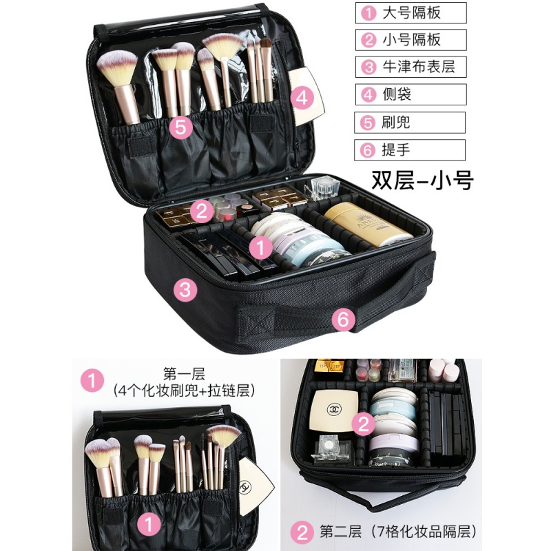 家柏饰(CORATED)化妆包大容量ins风火化妆箱手提便携跟化妆师专用化妆品收纳包高清大图