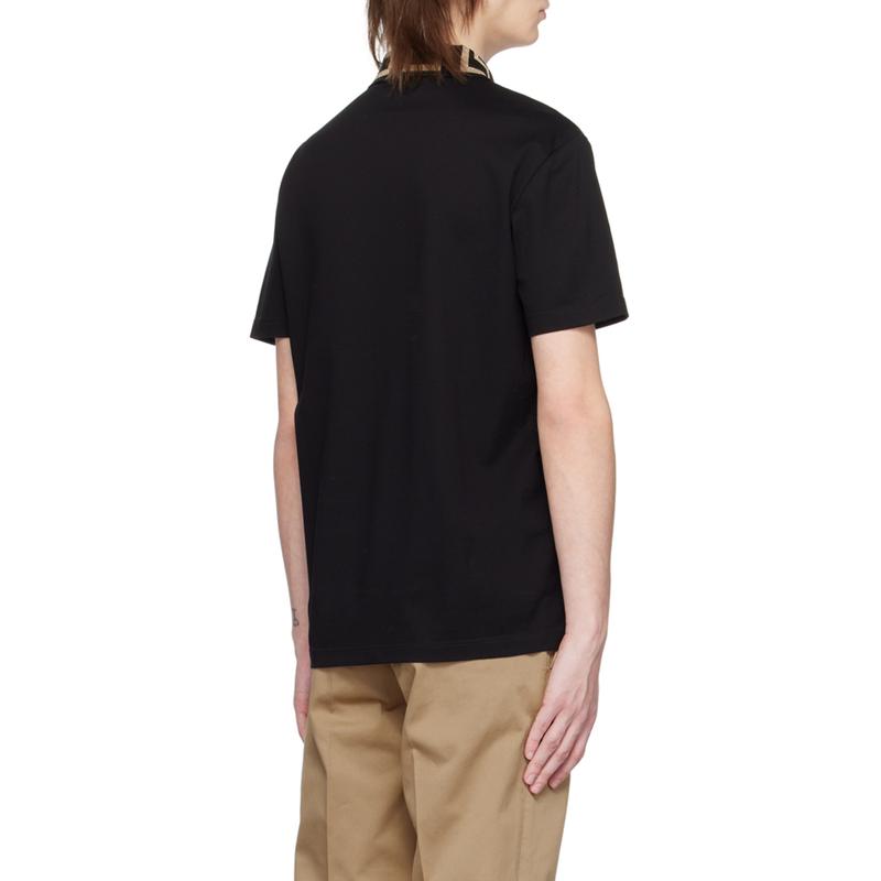 Versace/范思哲短袖Polo衫男款三扣门襟金银丝刺绣尖领透气高清大图