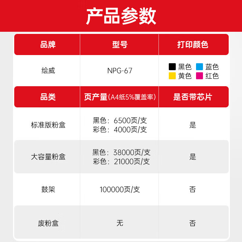 绘威 废粉盒NPG-67 支高清大图