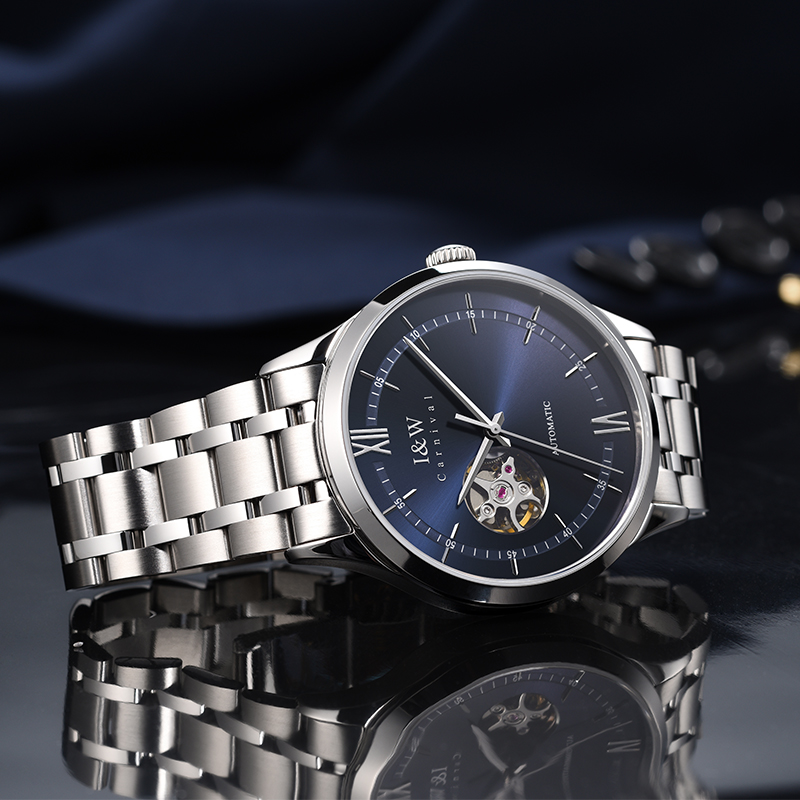 【苏有朋代言】正品I&W CARNIVAL爱沃驰男士手表全自动机械表男表新款防水男款镂空指挥官时尚品牌男表8570G高清大图