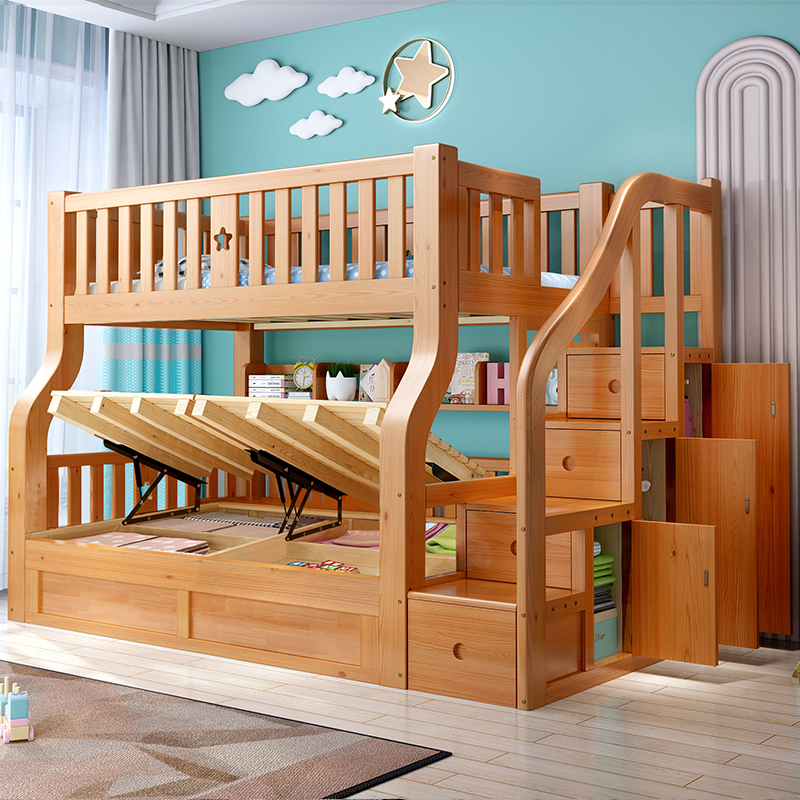 儿童床衣柜子母床高低床成人床大人床成年床多功能母子床上下铺木床