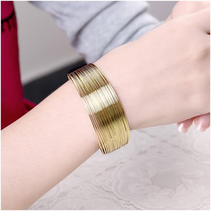 Z005 Women Gold Bracelet 女士开口手镯镀18K黄金色日韩首饰配饰送女朋友七夕情人节礼物
