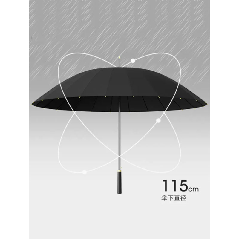 嘉创优品 长柄直杆伞 家用大号加固结实抗风暴雨专用伞24骨手动 军绿色