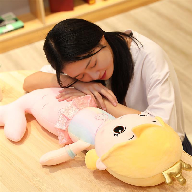 美人鱼毛绒玩具床上抱枕公仔女孩公主可爱陪睡布娃娃生日儿童礼物