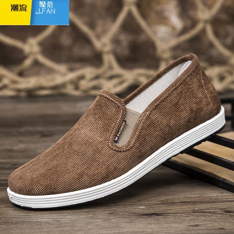 聚范老北京布鞋男条绒防滑平底休闲爸爸鞋百搭开车鞋工作透气防滑男鞋图片