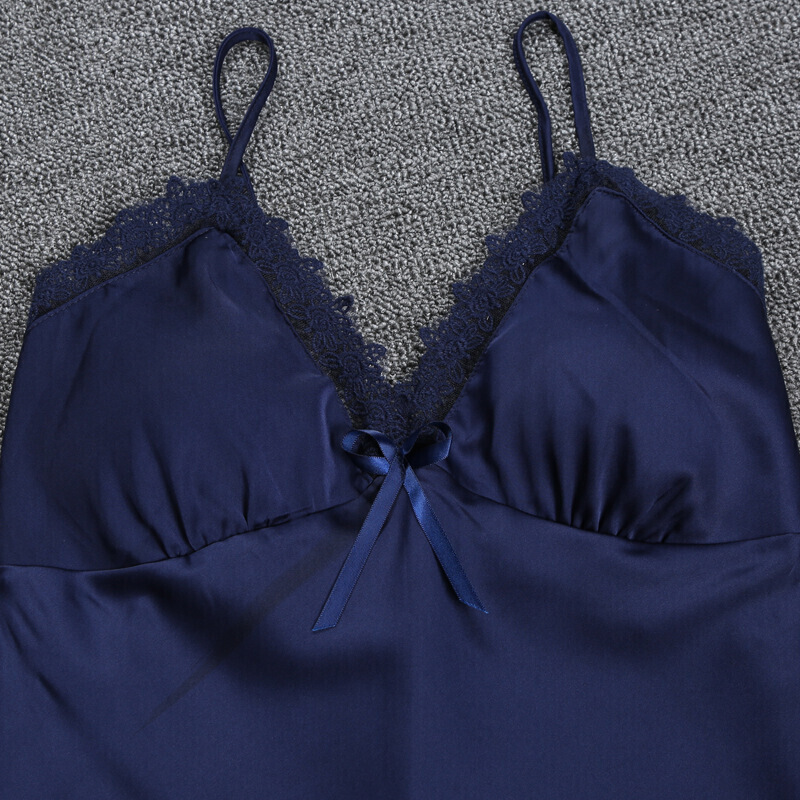 波迷娜(BOMINA)往季夏新款微透私房睡夏季女士吊带睡衣领性感开叉睡q