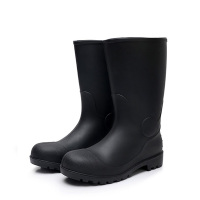 钢米劳保雨鞋男 防砸耐酸碱水靴 安全防护油田靴 工地长筒靴子 防砸防刺穿中筒 41码 黑色