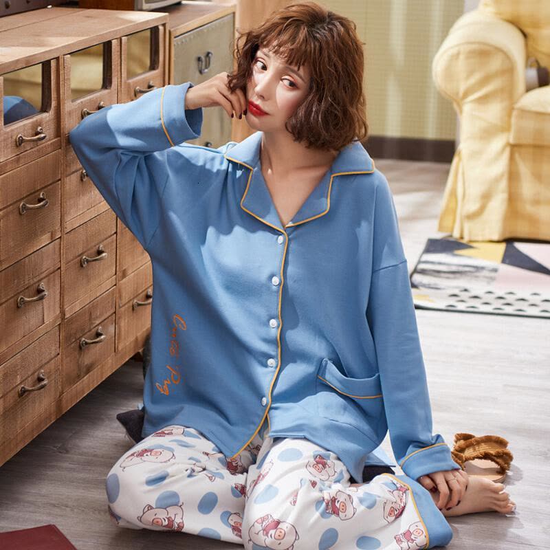 迪鲁奥（DILUAO)YXXM 孕妇装 2021夏季新款月子服夏孕妇哺乳睡衣中长款女产后喂奶孕妇春秋季家居月子服 195图片