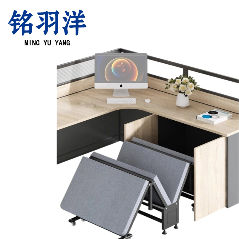 铭羽洋办公桌单人位带床柜套高清大图