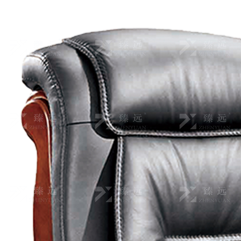 臻远ZY-7550办公大班椅老板椅办公皮椅可躺升降转椅电脑椅 黑牛皮高清大图