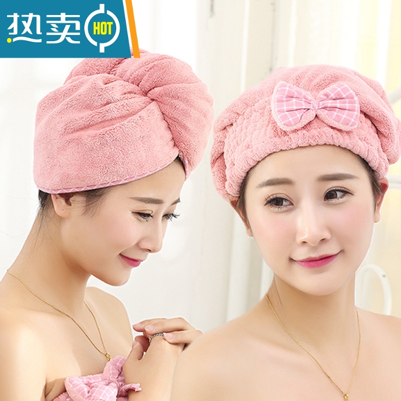 敬平吸水干发帽女速干韩国擦头发毛巾包头巾可爱浴帽长发干发巾 [五色花]深蓝色[单层加厚]高清大图