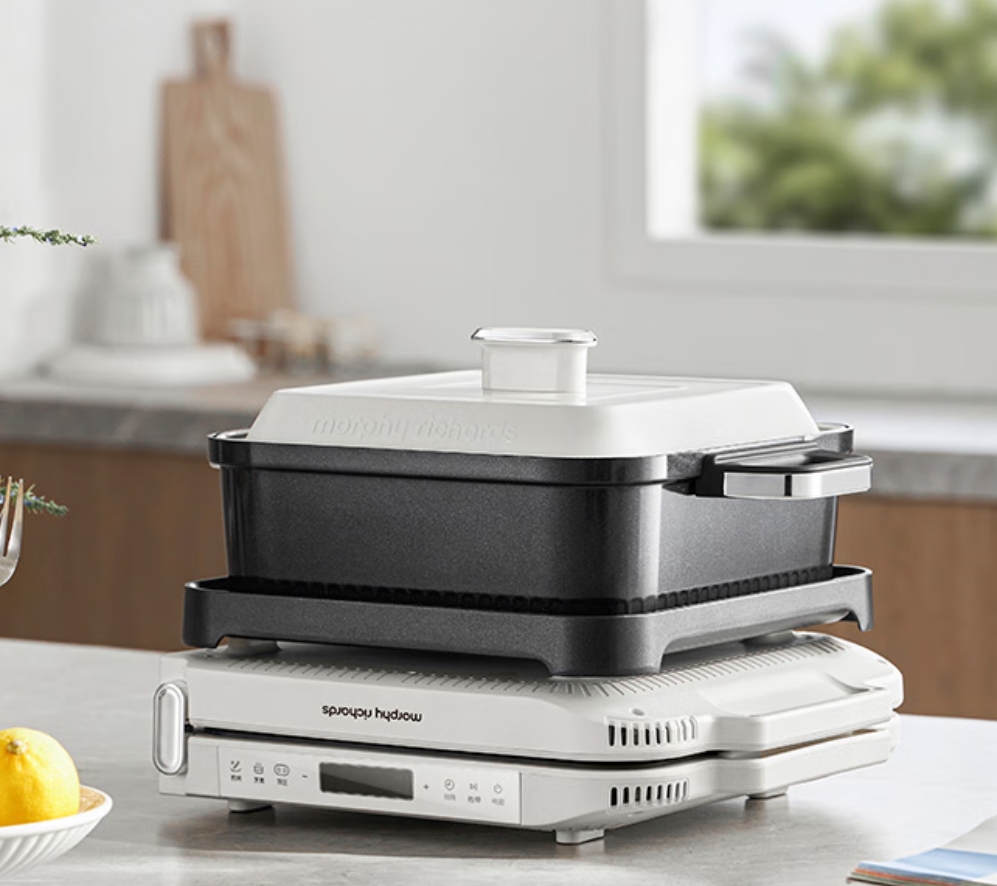 摩飞电器多功能锅折叠料理锅三代家用电陶炉火锅专用锅涮烤肉一体的分体式鸳鸯锅新款围炉聚会嗨吃盘MR9188高清大图