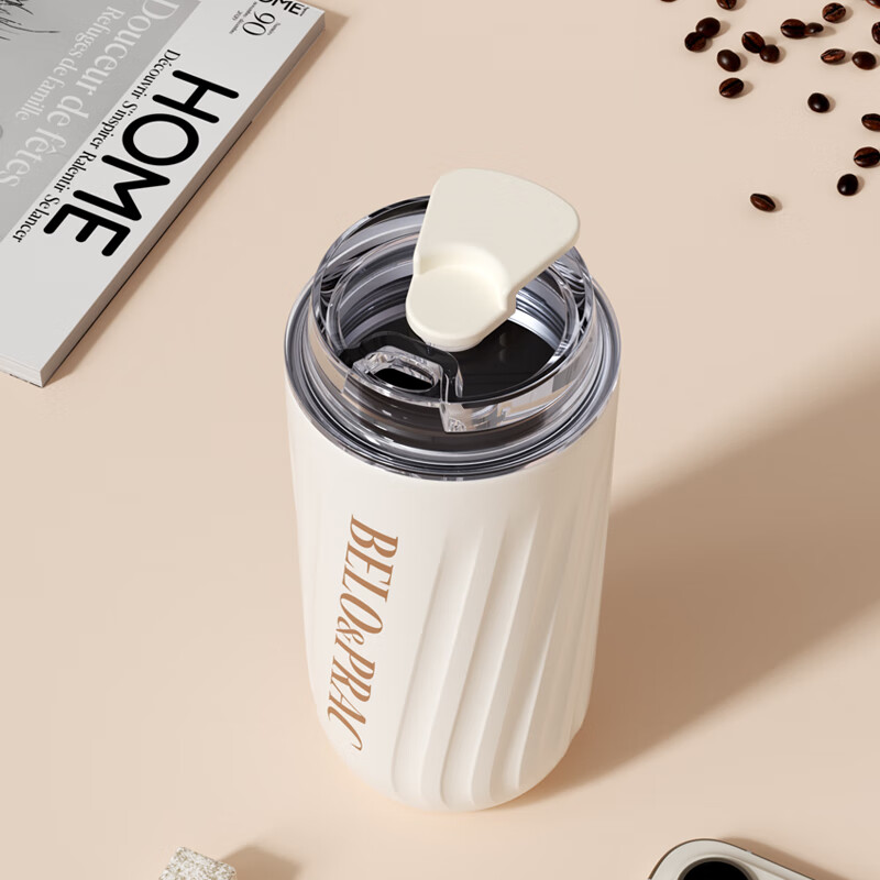 贝洛可 户外便携大容量斜杠青年-时尚咖啡杯 350ml BK229高清大图