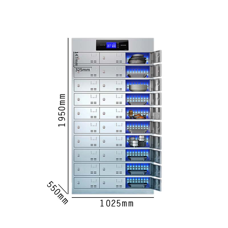 铭威盾不锈钢员工食堂消毒碗柜餐厅紫外线高温餐盘餐具柜多格储物柜30门餐盘柜 紫外线消毒高温热风循环常规高清大图