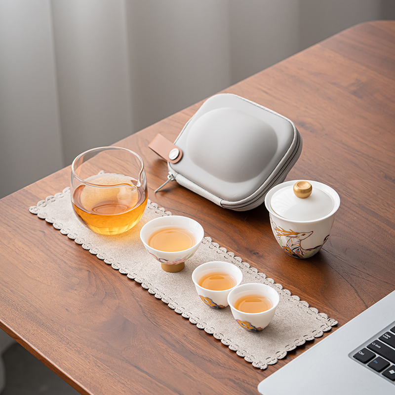 苏氏陶瓷(SUSHI CERAMICS)九色祥鹿旅行便捷配主人杯茶具