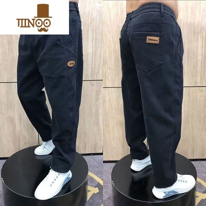YANXU加肥加大男士牛仔裤夏季宽松弹力百搭直筒裤哈伦耐磨肥佬休闲裤子图片