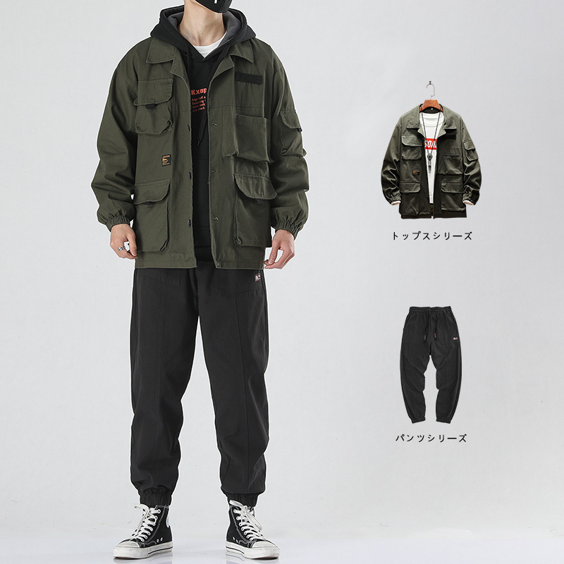 男士夹克 yuansu工装外套男2020春装套装韩版潮流男装一套搭配帅气机