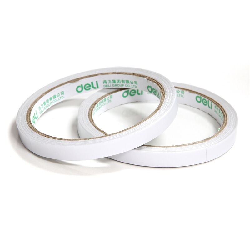 得力(deli)30400棉纸双面胶带32卷/袋 9mm双面胶带棉纸胶带双面胶纸胶带海绵带纸胶带美工胶带