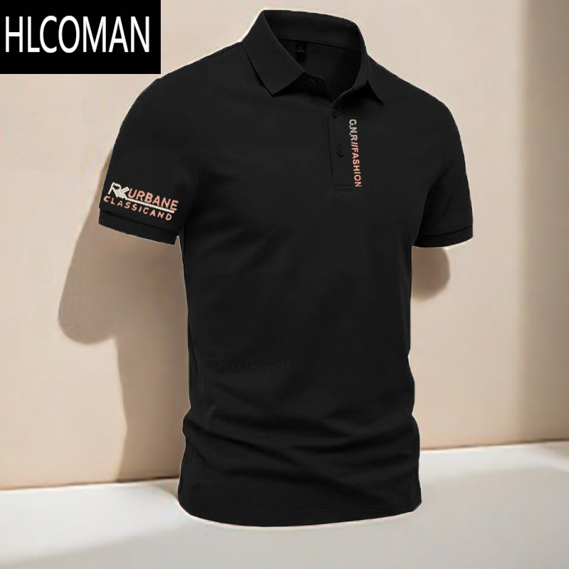 HLCOMAN短袖t恤男士衫夏季新款翻领半袖美式休闲百搭修身体恤衫上衣