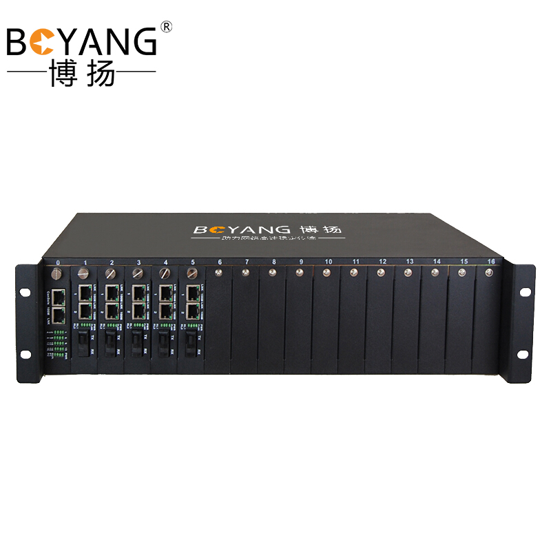博扬(BOYANG)BY-17 2U光端机机箱可插17卡槽220V供电 双电源保护