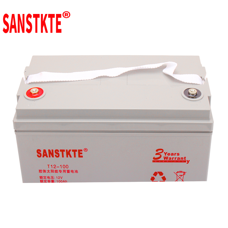 SANSTKTE铅酸电瓶胶体蓄电池12V100AH太阳能光伏发电逆变UPS不间断电源T12-100高清大图