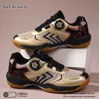 La Chessiers户外羽毛球鞋男鞋新款情侣鞋女士鞋子透气防滑低帮运动鞋 黑金 45码