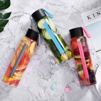 乐扣乐扣(locklock)耐热玻璃水杯 男女士泡茶杯便携时尚玻璃水瓶杯子 500ml