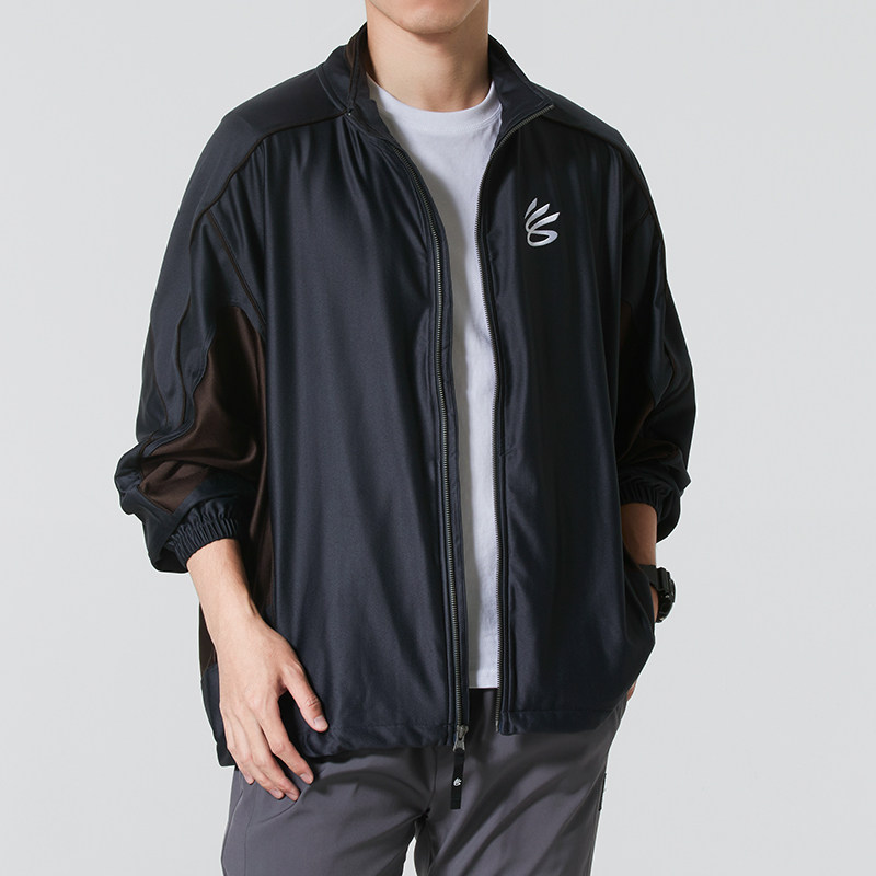 UA安德玛夹克男装新款运动服时尚舒适透气简约运动外套6005672-001 ZP 6012758-016/黑色 L