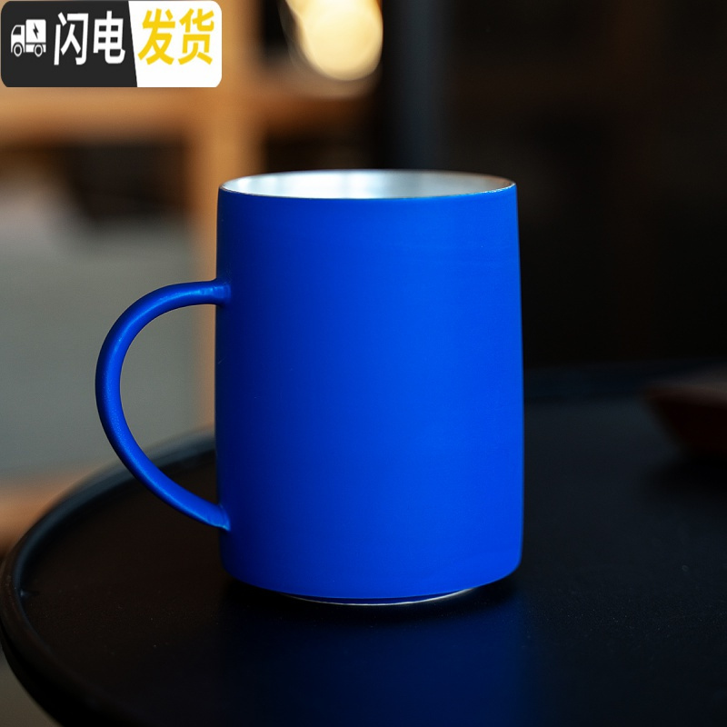 三维工匠十六開 ◤理想之蓝陶瓷银彩马克杯大容量水杯礼品咖啡杯情侣对杯 故宫红(白釉)(385)咖啡器具