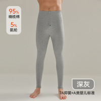 【A类纯棉】秋裤男士全棉修身弹力打底裤男内穿薄款大码保暖线裤 XL 深灰