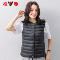 雅鹿反季清仓羽绒服女短款马甲2019新款纯色轻薄坎肩上衣保暖背心潮