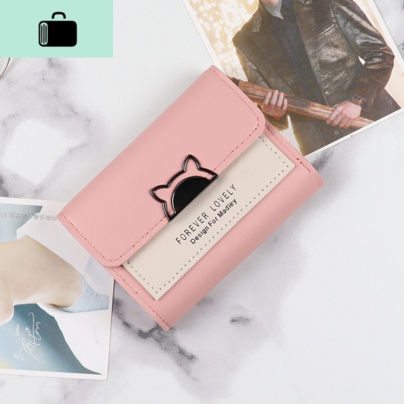 钱包女短款2020新款时尚韩版潮学生小清新女士可爱小钱夹女式卡包NEWLAKE 粉色