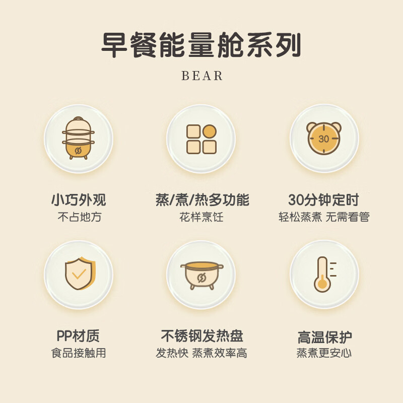 小熊(Bear)煮蛋器 ZDQ-B14R1 家用蒸蛋器早餐机旋钮可定时煮蛋机自动断电小型早餐神器苏宁自营