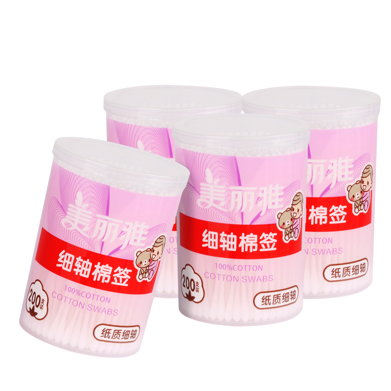 美丽雅 细轴棉签 儿童用棉棒200支*4盒装