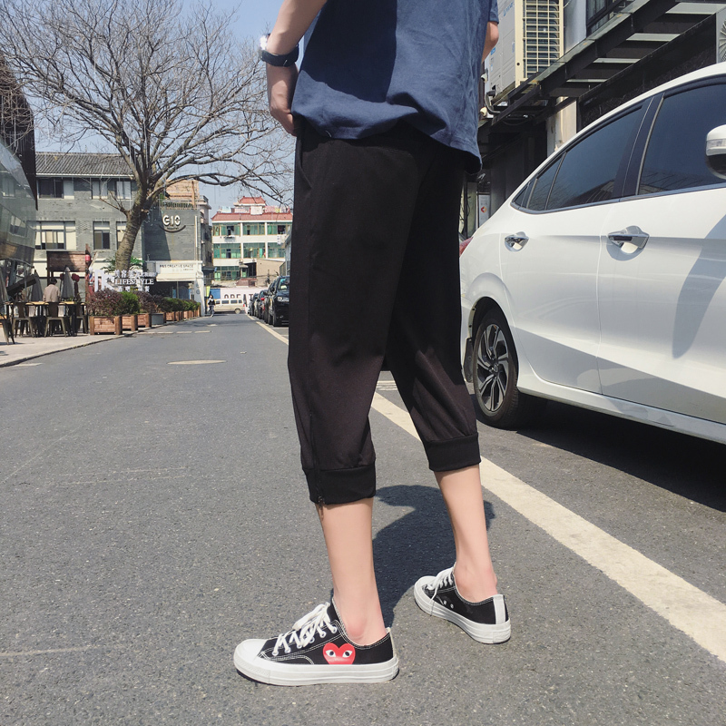 春夏季迷彩九分休闲裤男 修身小脚运动裤收口青年八分速干裤潮薄