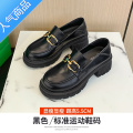SUNTEK乐福鞋女2023新款夏季英伦风黑色通勤单鞋学院风jk增高松糕小皮鞋 52T1018M黑色跟高5.5CM 35