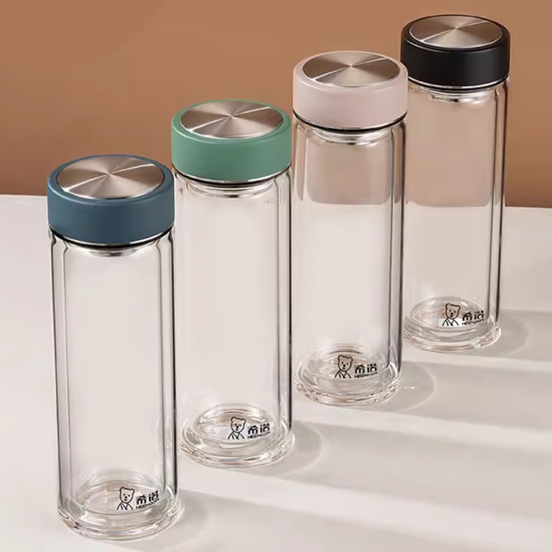 希诺玻璃杯320ml双层便携耐用XN-6616(颜色随机)高清大图