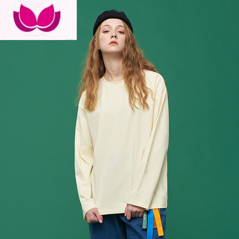 七斓白色长袖t恤女内搭衣服打底衫宽松显瘦圆领黑色短袖上衣