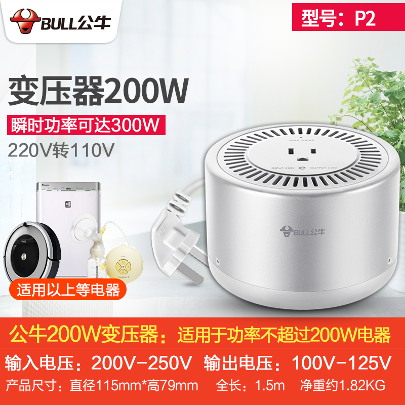 公牛220V转110V变压器60W国内使用P1W/可用洗牙器p1