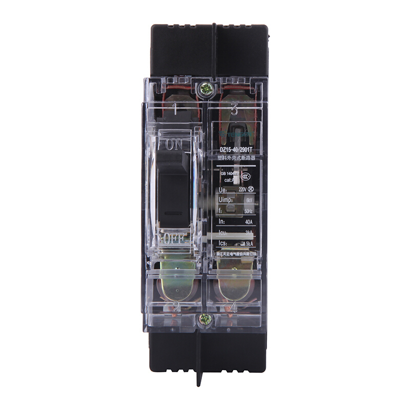 天正电气 DZ15-40 3KA 热磁式 40A 2P 手动 固定式 220V 01040030072 塑壳断路器