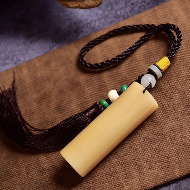 藏区骨艺天然老驼骨腿骨雕刻手把件手持配件文玩车挂吊坠文玩古玩 手