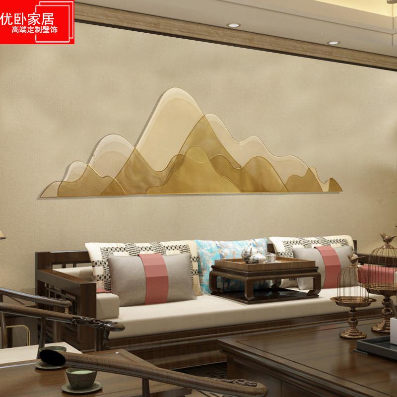 新中式客厅沙发背景墙上装饰品铁艺墙面装饰挂件室内墙饰金属壁饰 三维工匠 尺寸颜色可定制高清大图