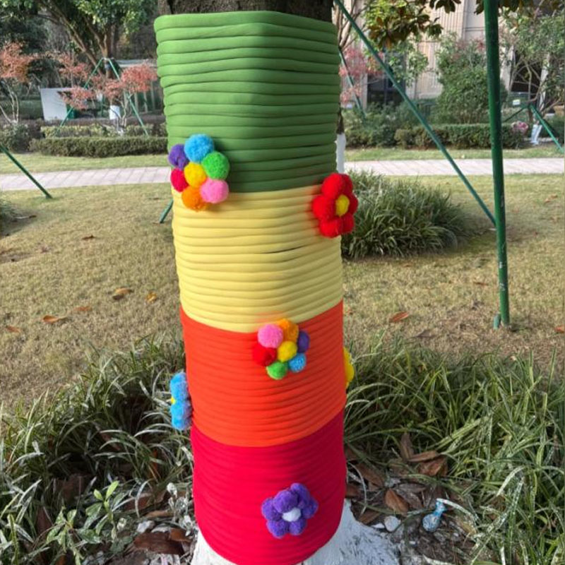 智美环球 户外大树创意装饰穿新衣树木装扮粗毛线 红黄色套装高清大图