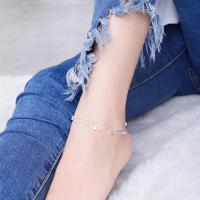 s925银多层脚链女日韩版时尚星星甜美双层圆珠脚链简约清新百搭送女朋友七夕情人节礼物