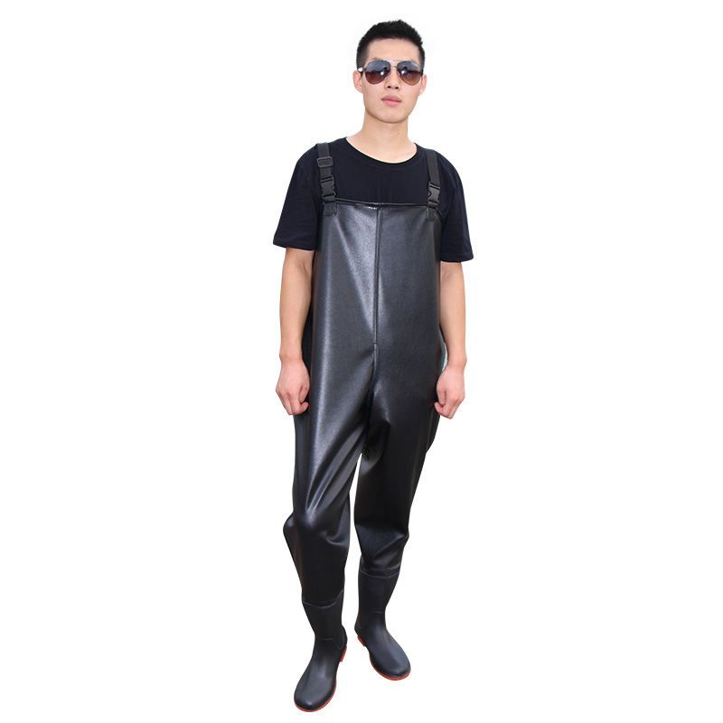 加厚半身下水裤防水衣服雨裤男捕鱼连体全身皮叉水叉裤子水裤耐磨视频