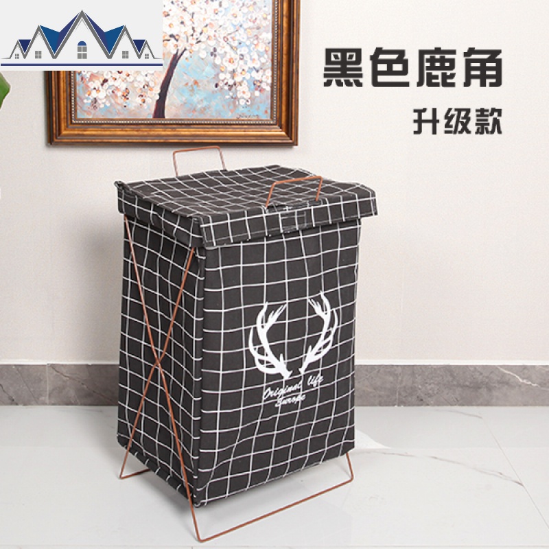 手提脏衣篮大号铁艺折叠防水洗衣篮脏衣篓玩具收纳筐储物箱棉麻 三维工匠收纳篮高清大图